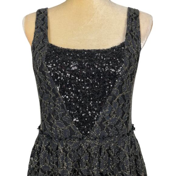 Miss Me Sequin & Lace Party Dress Black & Gold Medium Cowgirl Rodeo Night Out - Picture 3 of 9
